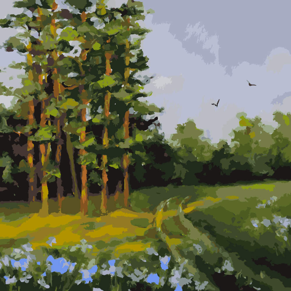 Paint by Numbers - Meadow Stream at Dusk - by Mariia Sukalova