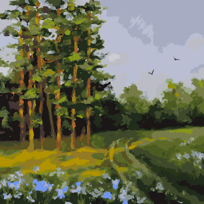 Paint by Numbers - Meadow Stream at Dusk - by Mariia Sukalova