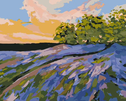 Paint by Numbers - Hill of Blue Flowers - by Mariia Sukalova
