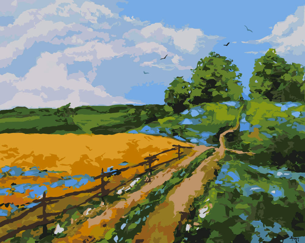 Paint by Numbers - Country Path and Field - by Mariia Sukalova