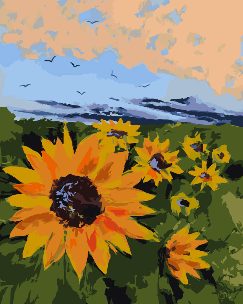 Paint by Numbers - Vibrant Sunflowers - by Mariia Sukalova