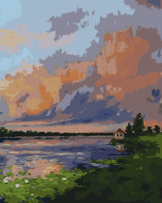 Paint by Numbers - Sunset on the Lake - by Mariia Sukalova