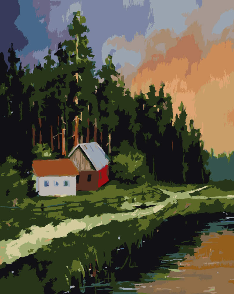 Paint by Numbers - Cabin by the Forest - by Mariia Sukalova
