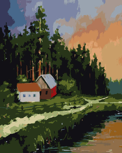 Paint by Numbers - Cabin by the Forest - by Mariia Sukalova