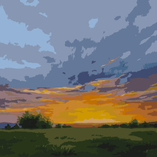 Paint by Numbers - Meadow Stream at Dusk - by Mariia Sukalova