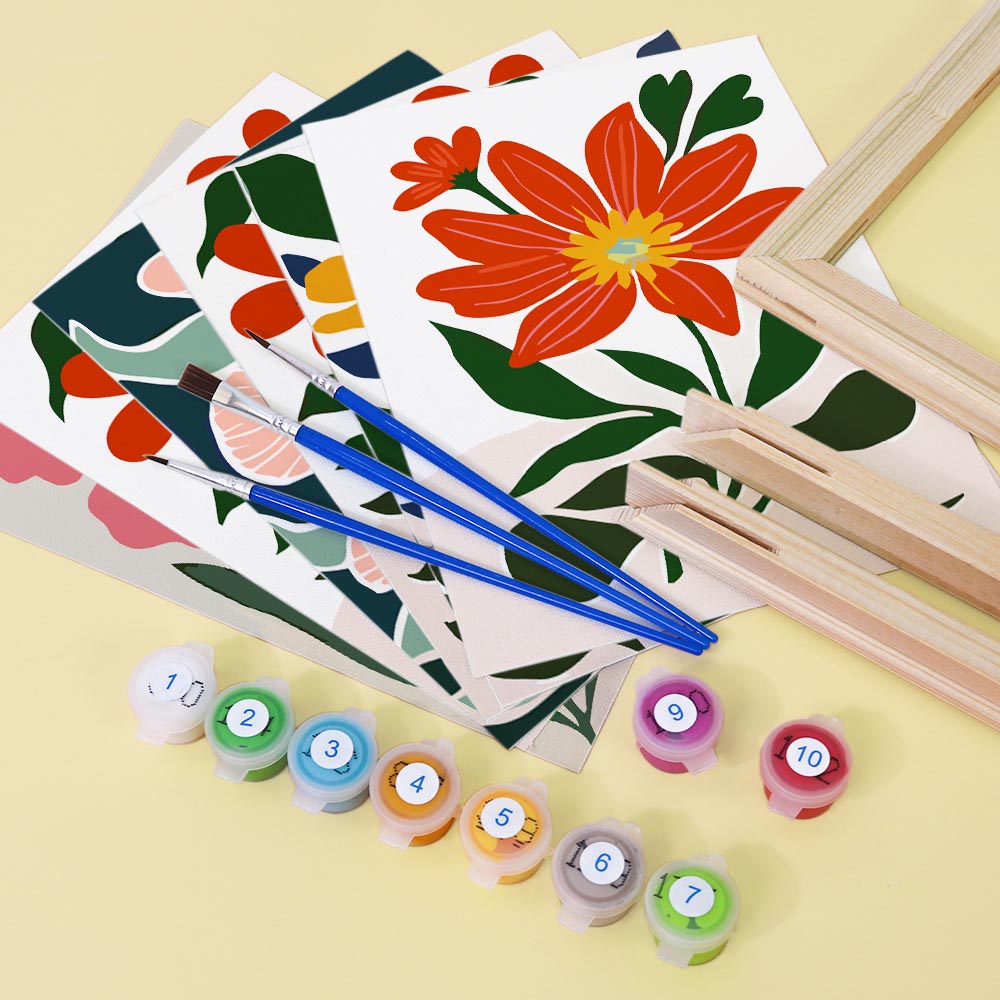 Paint by Numbers – 6 Mini Paintings | Vibrant Floral Garden Set