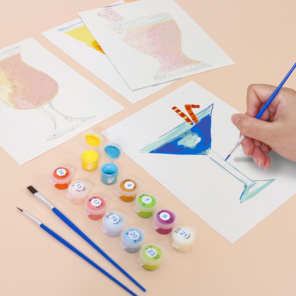 
Paint by Numbers – 6 Mini Paintings | Tropical Cocktail Collection Set