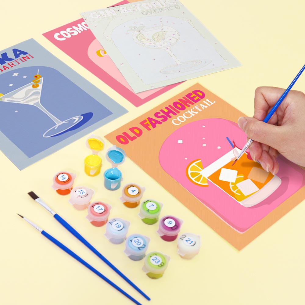 
Paint by Numbers – 6 Mini Paintings | Pop Art Cocktails Set