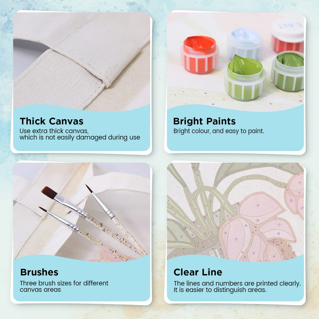Paint by Numbers – DIY Totebag | Pink Bellflower