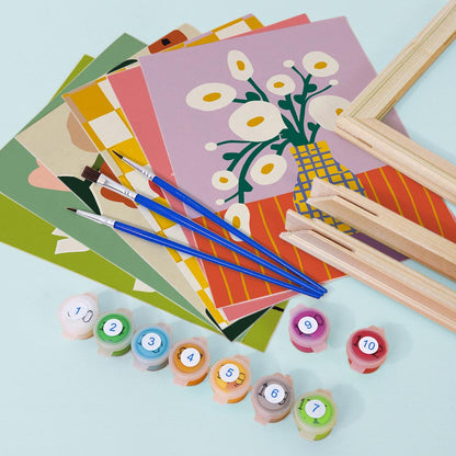 Paint by Numbers – 6 Mini Paintings | Modern Floral Pop Art Set