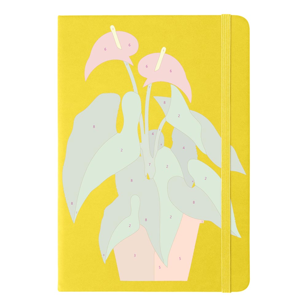 Paint by Numbers Hardcover Journal Notebook - Succulent Potted Plant