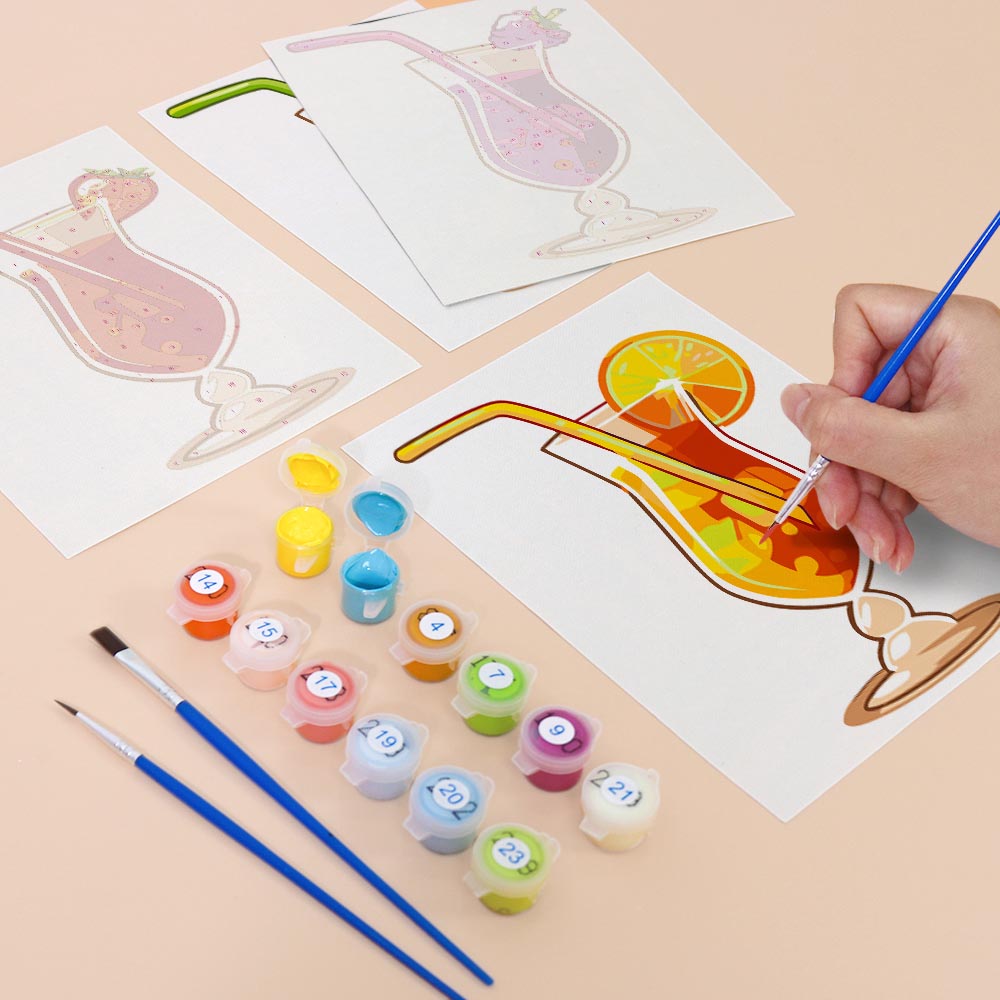 Paint by Numbers – 6 Mini Paintings | Exotic Cocktail Glasses Set