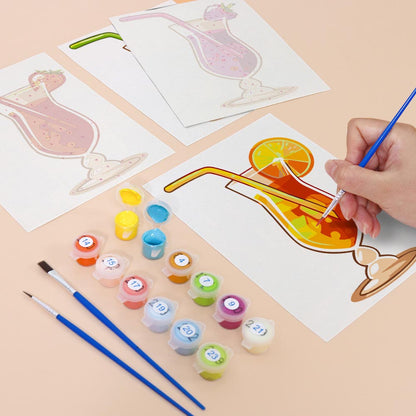 Paint by Numbers – 6 Mini Paintings | Exotic Cocktail Glasses Set