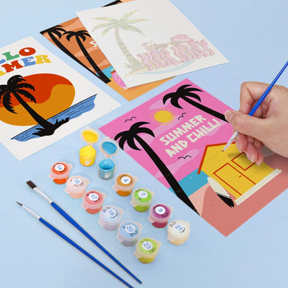 Paint by Numbers – 6 Mini Paintings | Retro Summer Holiday Set