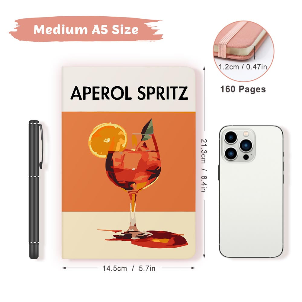 Paint by Numbers Hardcover Journal Notebook - Aperol Spritz Cocktail