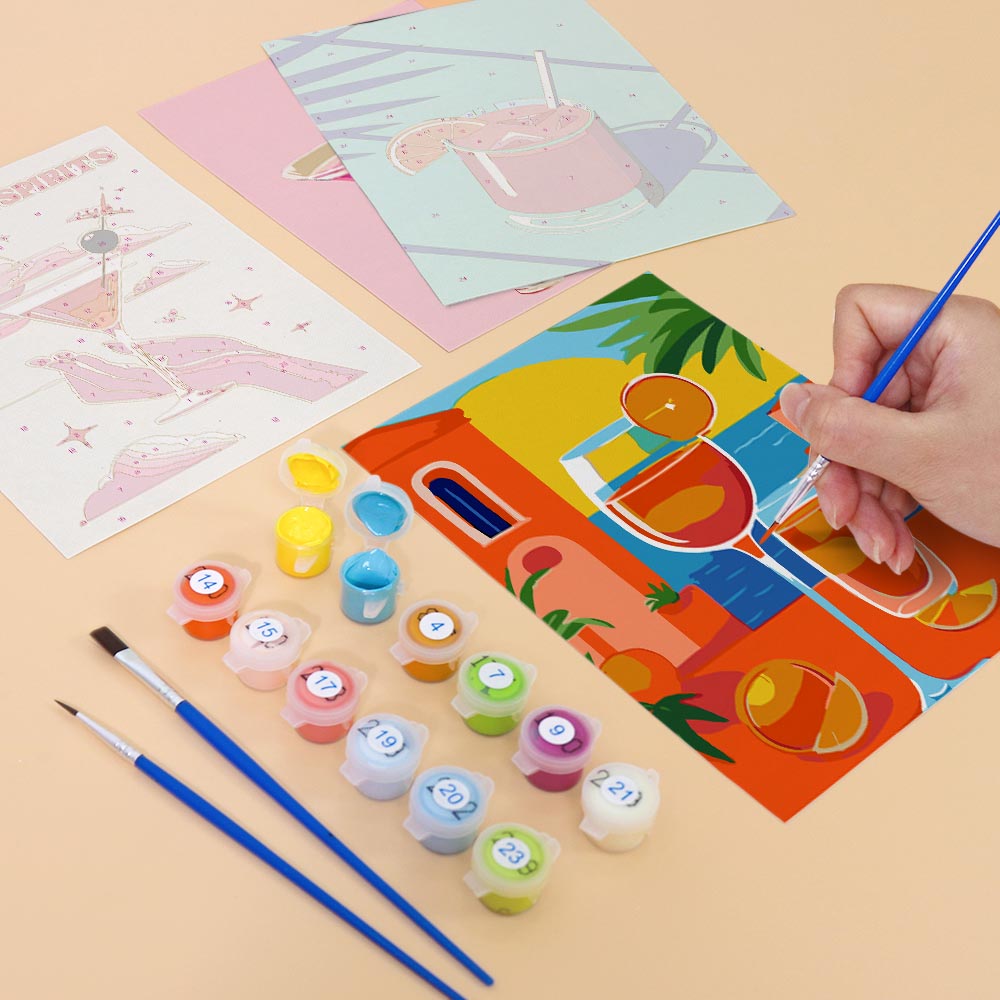 Paint by Numbers – 6 Mini Paintings | Rosé & Sunset Cocktails Set