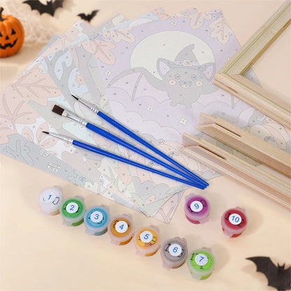 Paint by Numbers – 6 Mini Paintings | Autumn Leaves Halloween Pets Set