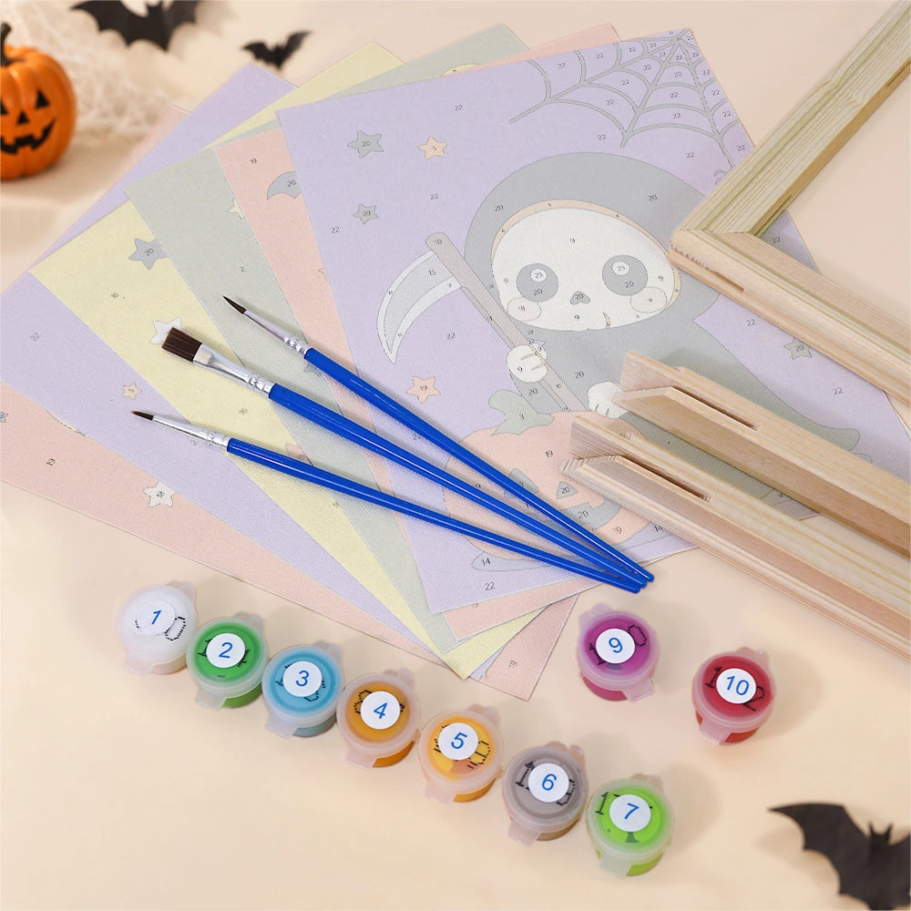 Paint by Numbers – 6 Mini Paintings | Chibi Halloween Costumes Set