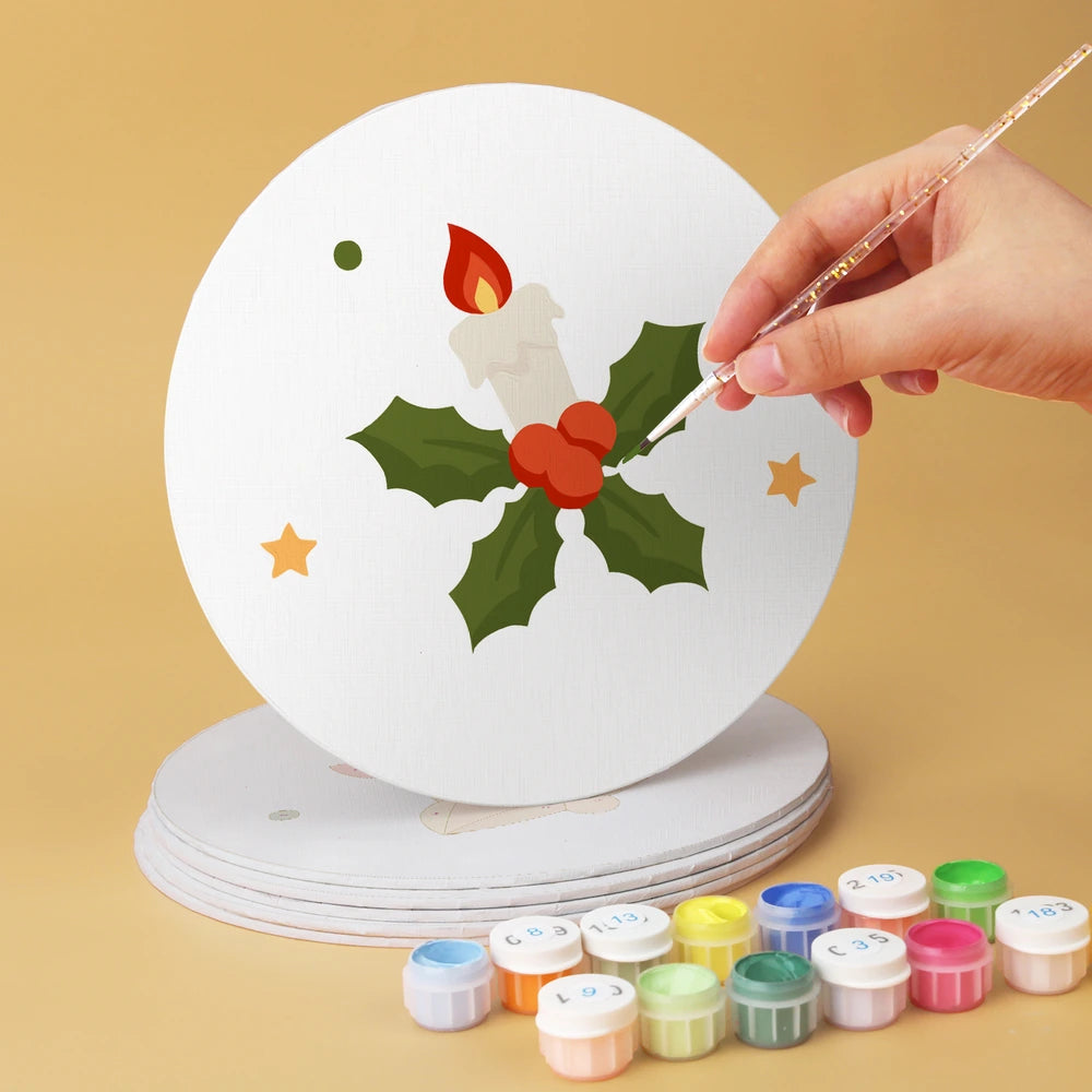 
Paint by Numbers – 6 Mini Paintings | Classic Christmas Symbols (Round)