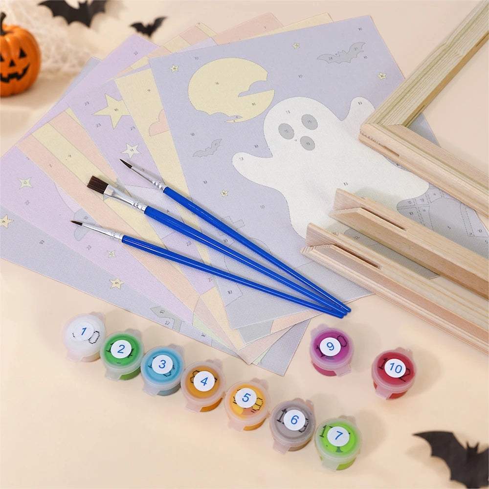 
Paint by Numbers – 6 Mini Paintings | Classic Halloween Icons Set