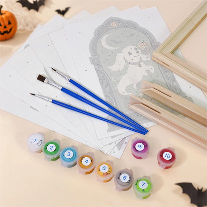 Paint by Numbers – 6 Mini Paintings | Gothic Arch Halloween Portraits Set