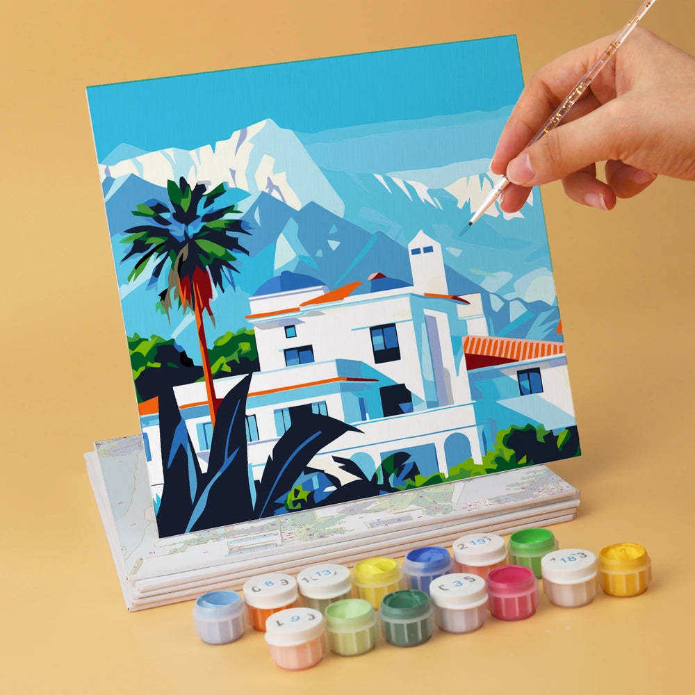 
Paint by Numbers – 6 Mini Paintings | Greek Island Alleys (Square)