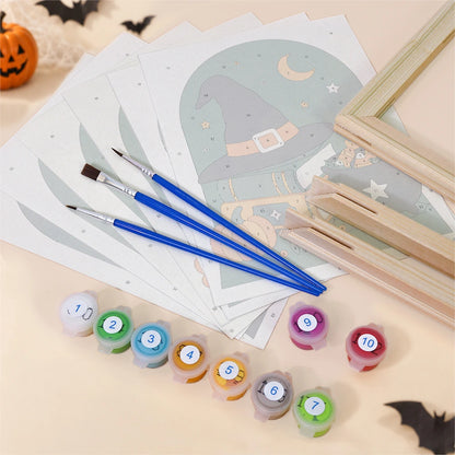 Paint by Numbers – 6 Mini Paintings | Green Arch Halloween Scenes Set