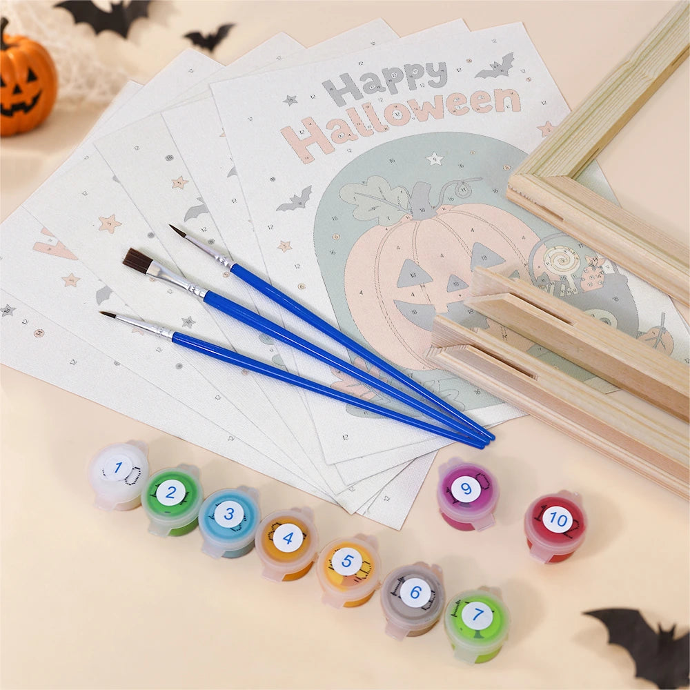 Paint by Numbers – 6 Mini Paintings | Happy Haunting Lettering Set
