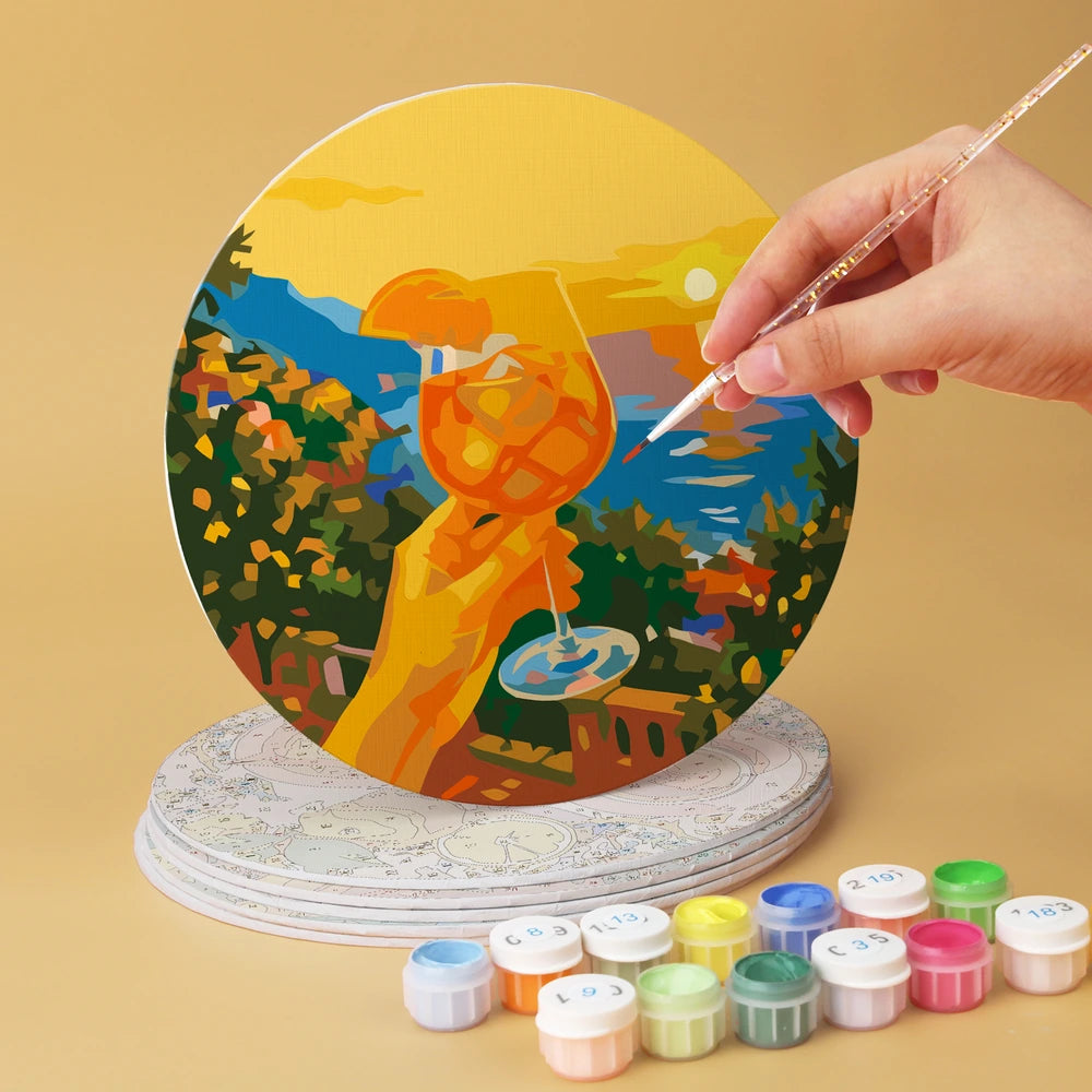 
Paint by Numbers – 6 Mini Paintings | Italian Citrus Summer (Round)