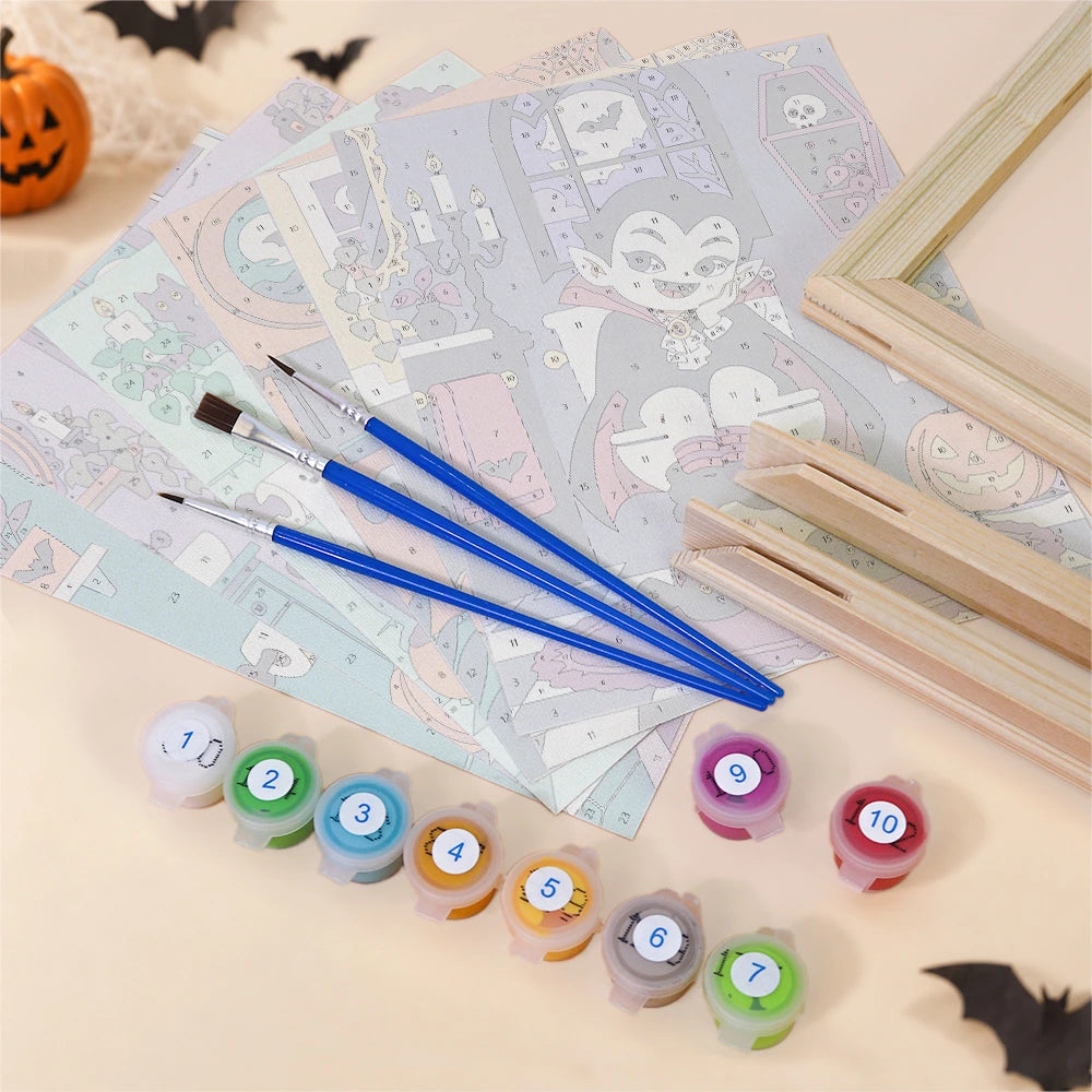 
Paint by Numbers – 6 Mini Paintings | Monsters in the Bathroom Set