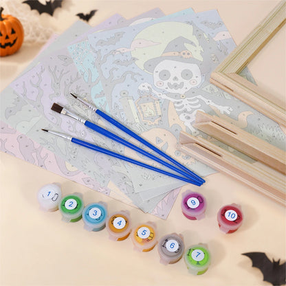 Paint by Numbers – 6 Mini Paintings | Neon Graveyard Characters Set