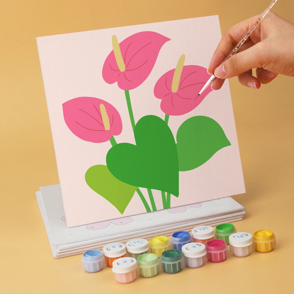 
Paint by Numbers – 6 Mini Paintings | Simple Garden Blooms (Square)