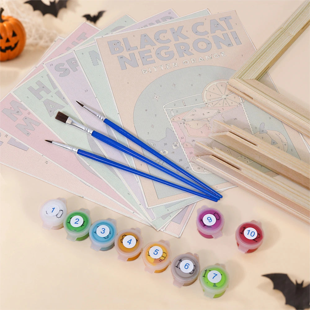 Paint by Numbers – 6 Mini Paintings | Spooky Cocktail Posters Set