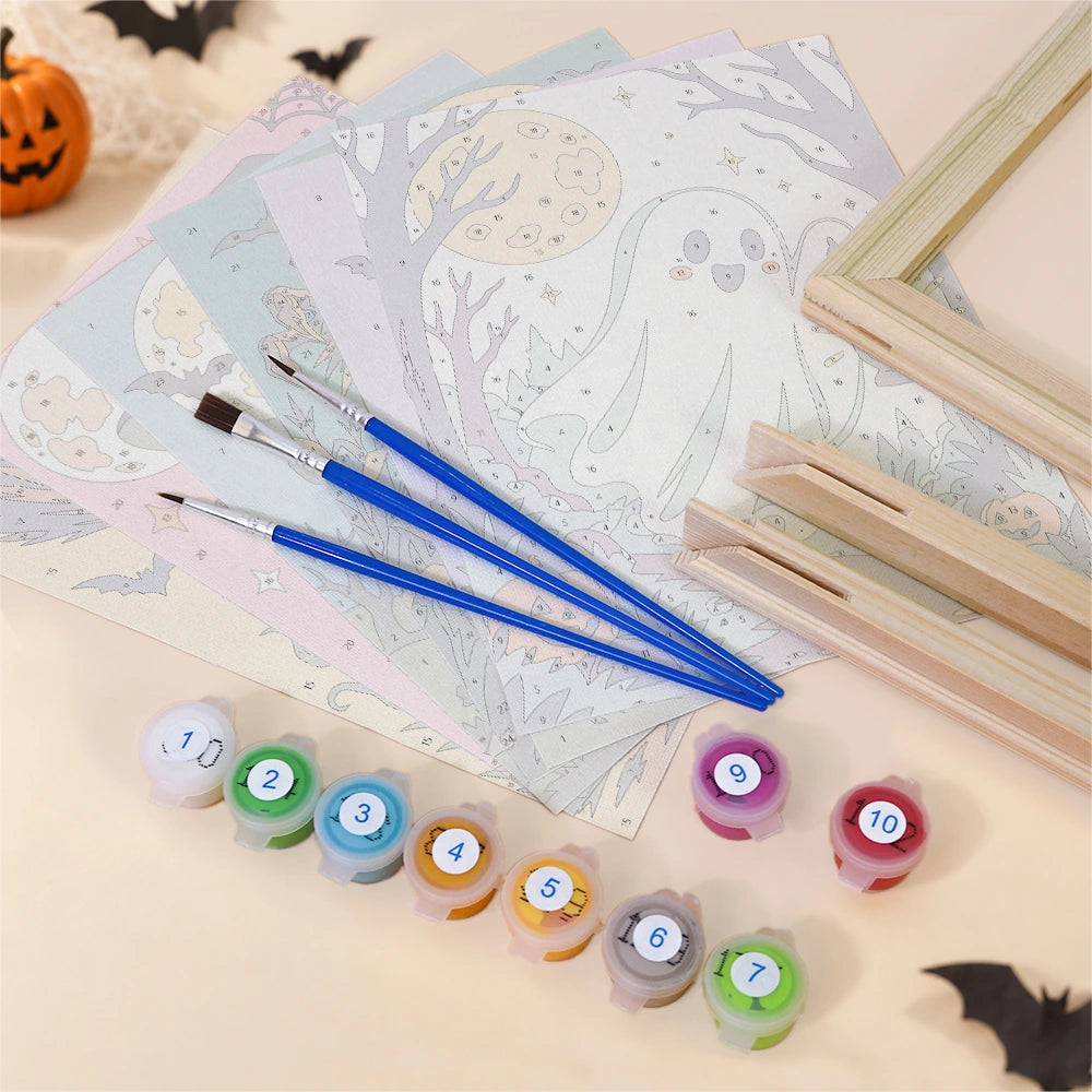 Paint by Numbers – 6 Mini Paintings | Storybook Haunted Night Set