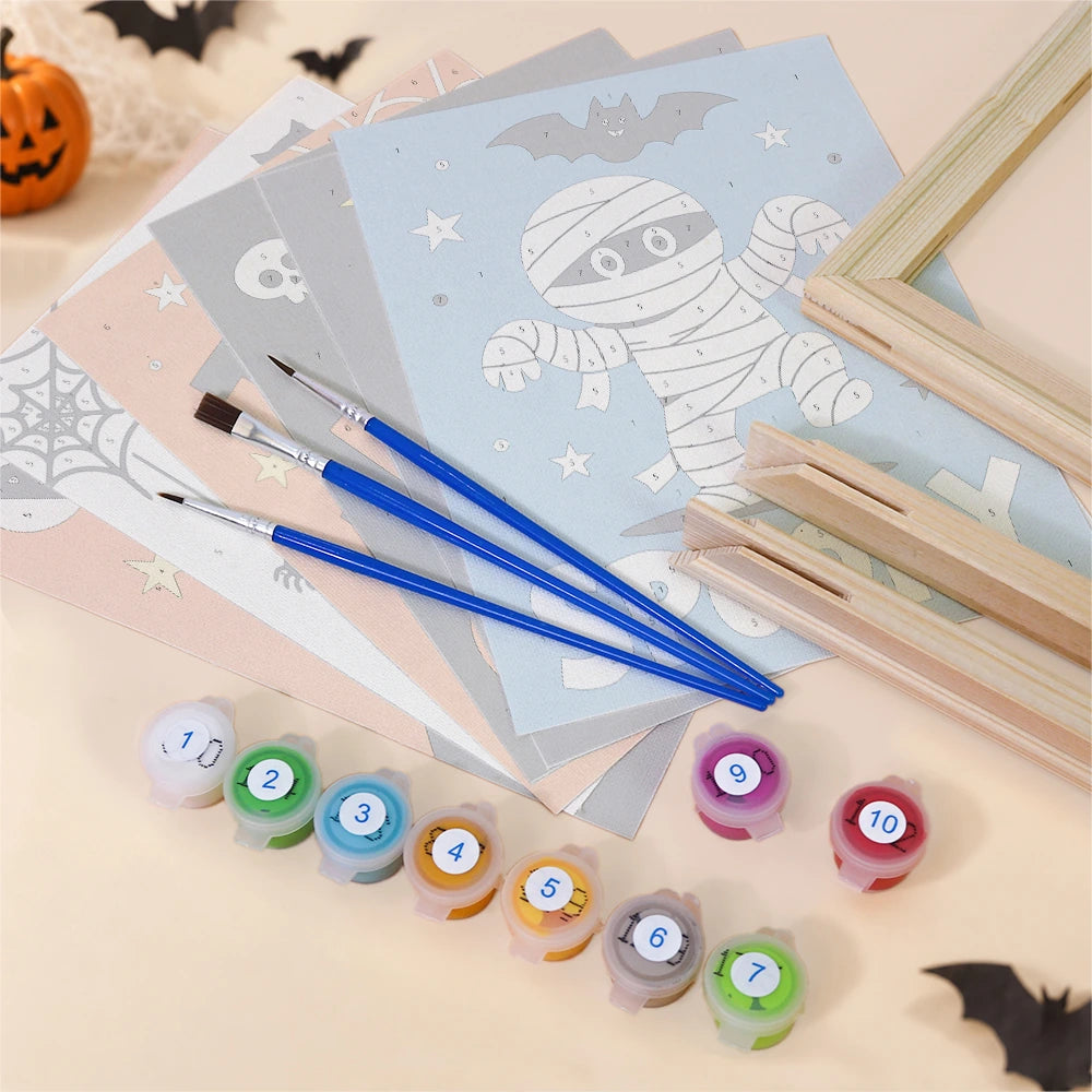 Paint by Numbers – 6 Mini Paintings | Trick or Treat Party Posters Set