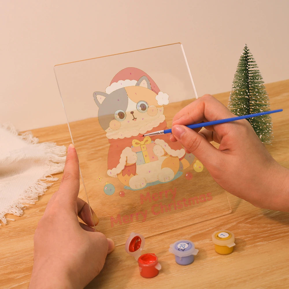 Paint by Numbers - Christmas Light | Cat in a Santa Cape