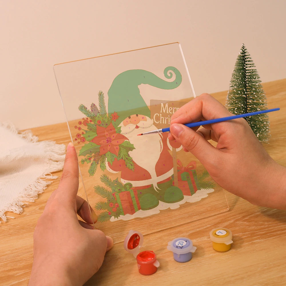 
Paint by Numbers - Christmas Light | Christmas Gnome with Poinsettia
