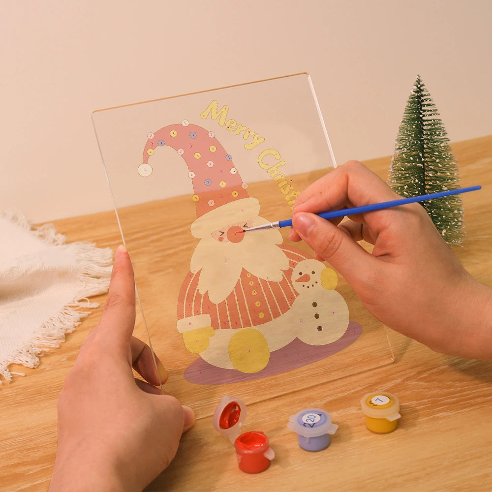 Paint by Numbers - Christmas Light | Cozy Gnome with Tiny Snowman