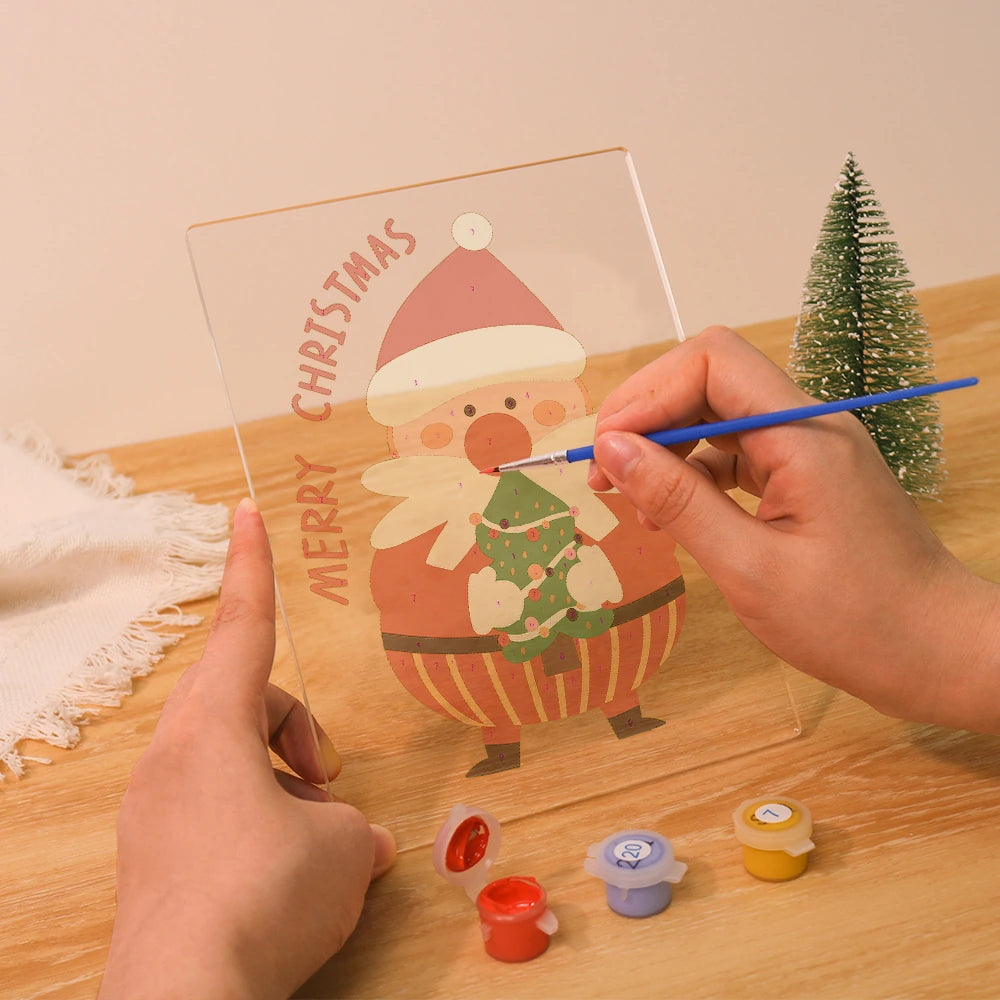 
Paint by Numbers - Christmas Light | Santa Hugging a Little Tree