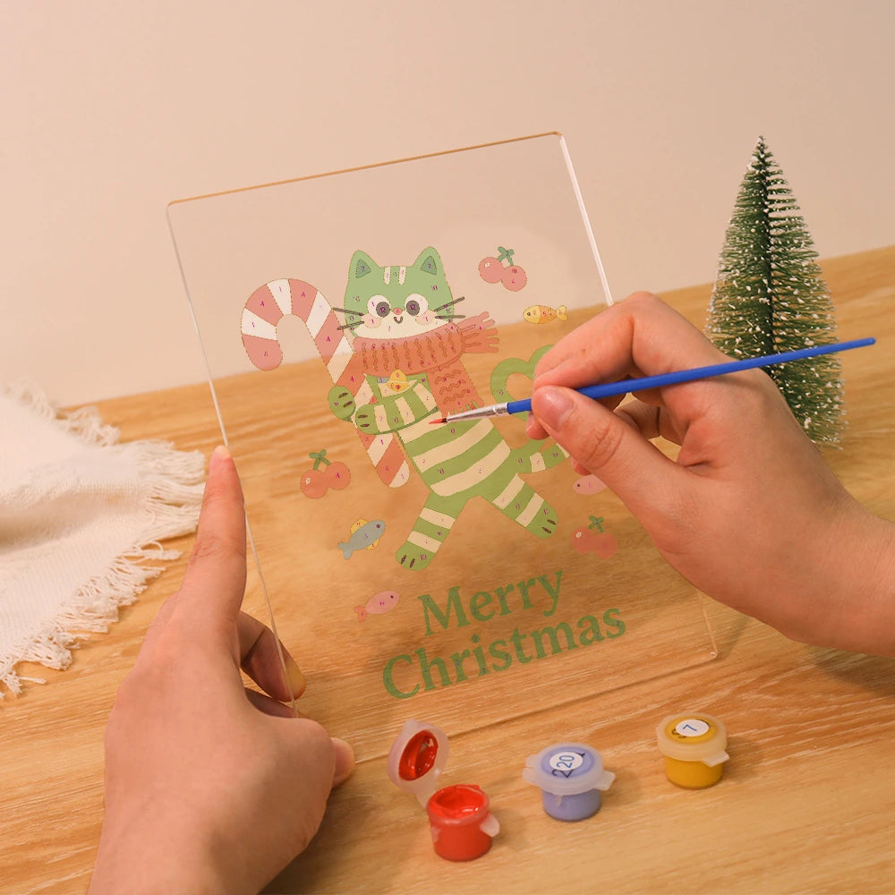 
Paint by Numbers - Christmas Light | Striped Cat with Candy Cane