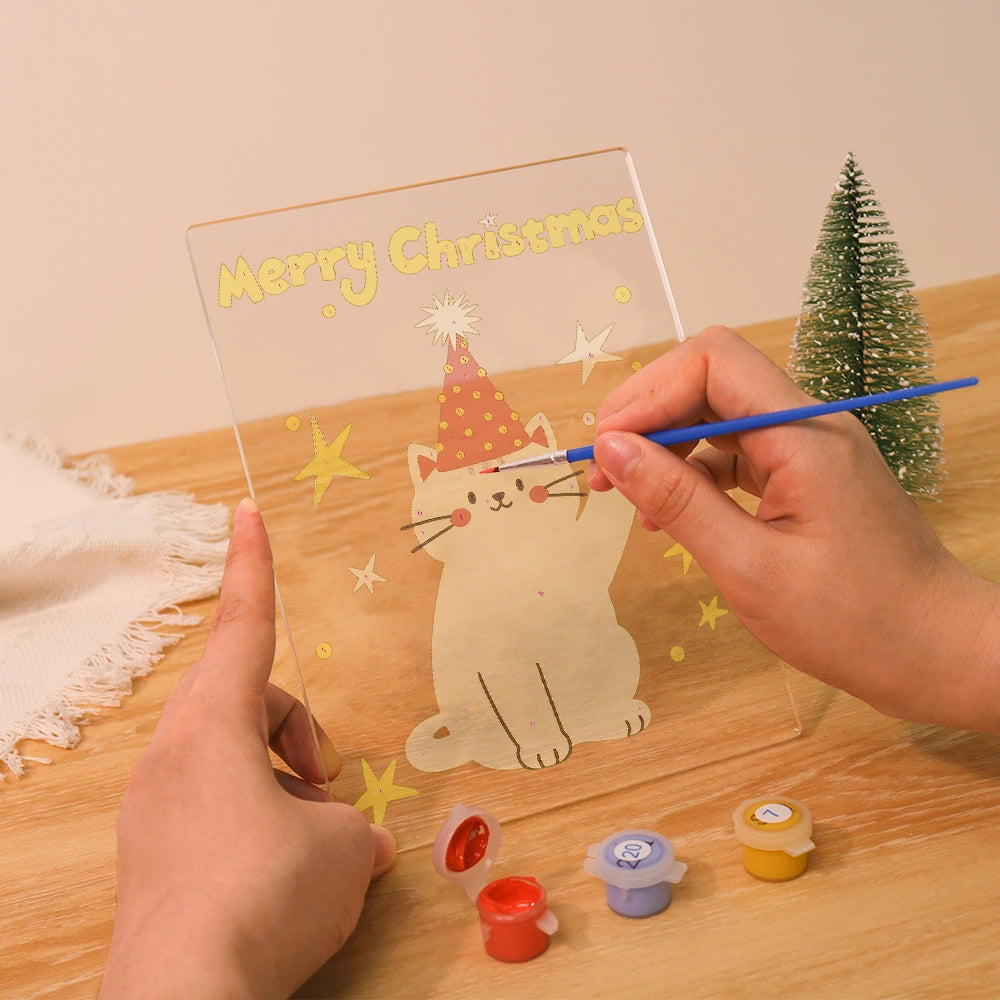 
Paint by Numbers - Christmas Light | White Cat in a Party Hat