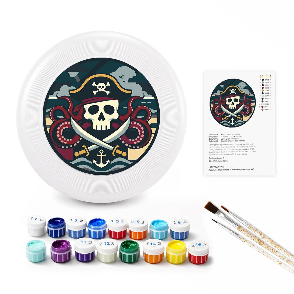
Paint by Numbers - Frisbee | Pirate Skull and Anchor