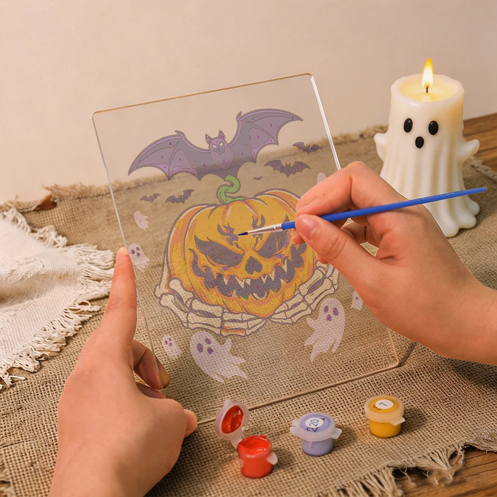 
Paint by Numbers - Halloween Light | Bat over the Grinning Pumpkin