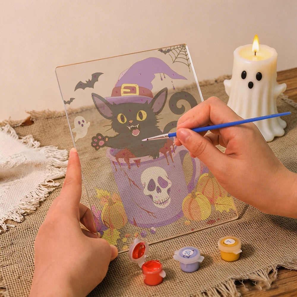 
Paint by Numbers - Halloween Light | Witch Cat in a Teacup