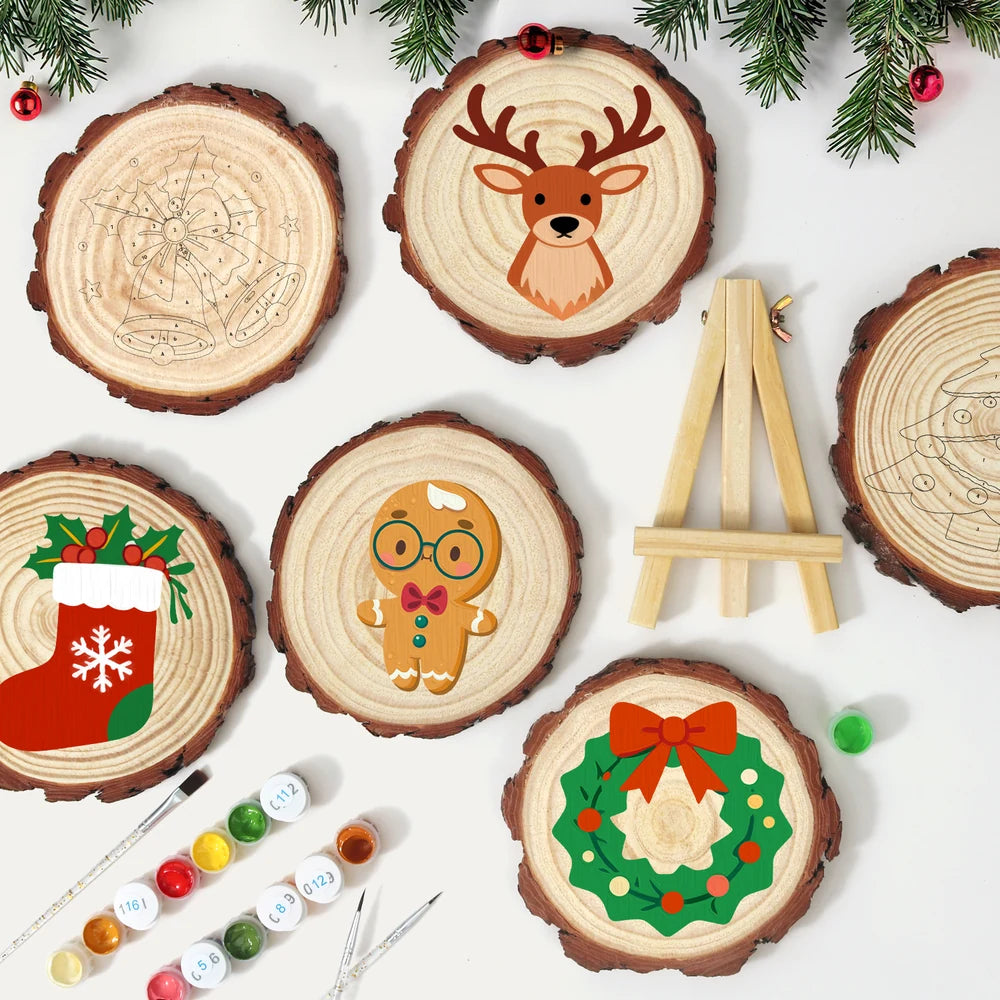Paint by Numbers - Wood Slice | Gingerbread Man with Glasses