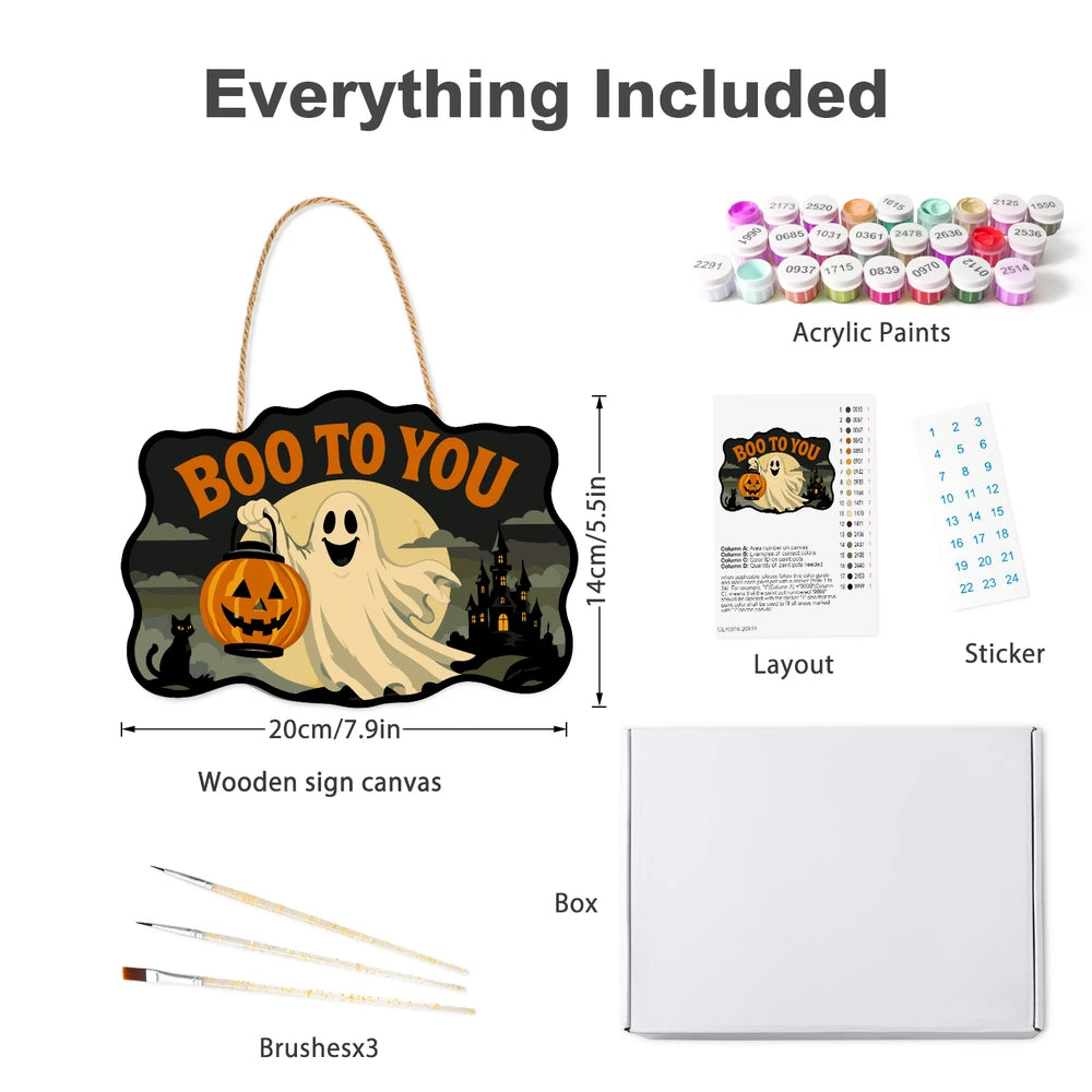
Paint by Numbers - Wooden Door Hanger | Boo to You