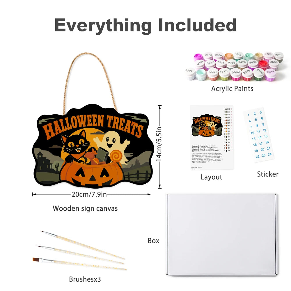
Paint by Numbers - Wooden Door Hanger | Halloween Treats