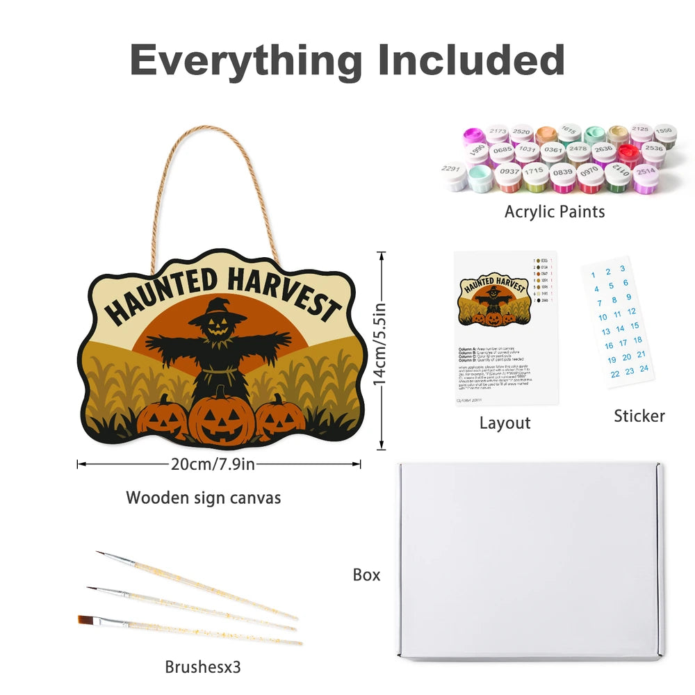Paint by Numbers - Wooden Door Hanger | Haunted Harvest