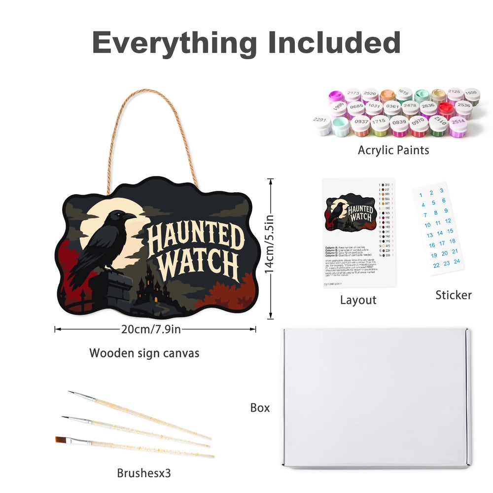 Paint by Numbers - Wooden Door Hanger | Haunted Watch