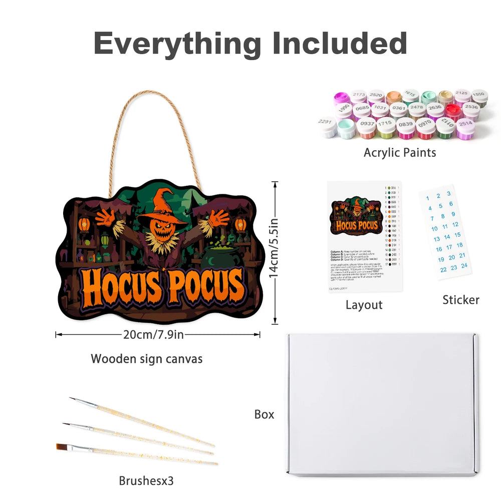 Paint by Numbers - Wooden Door Hanger | Hocus Pocus Scarecrow